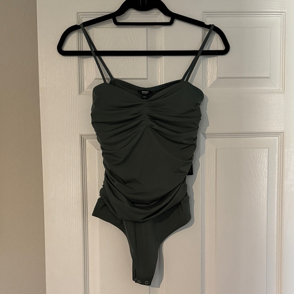 Express Olive Ruched Bodysuit - Picture 3 of 7